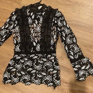 Black and white crochet top